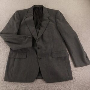 VTG Cavalier Jacket M Gray Windowpane Check Houndstooth 100% Wool Blazer 42R
